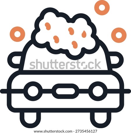 Soap suds surrounding a car Line Due Icon Design