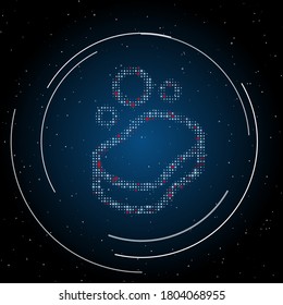 The soap symbol filled with white dots. Some dots is red. Vector illustration on blue background with stars