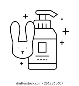 soap testing on rabbits line icon vector. soap testing on rabbits sign. isolated contour symbol black illustration