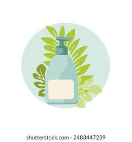 Soap with tropical abstract shape. Skin care concept.