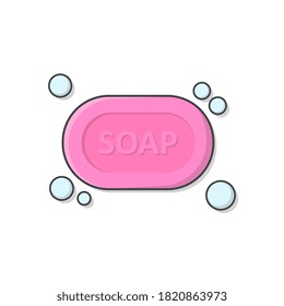 Ilustración del icono del vector de jabón. Barra De Jabón Con Ilustración De Espuma. Icono de pantalla plana de jabón