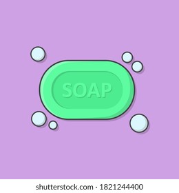 Soap Vector Icon Illustration. Bar Of Soap With Foam Illustration. Soap Flat Icon