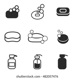 soap vector icons. Simple illustration set of 9 soap elements, editable icons, can be used in logo, UI and web design