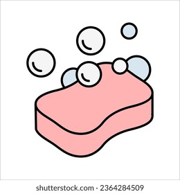 Soap Vector Line Icon. Contains such Icons as shower gel, foam, bathroom, hygiene, vector illustration on white background