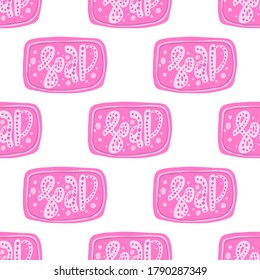 Soap. Vector seamless pattern with calligraphy hand drawn text. Good for wrapping paper, wedding card, birthday invitation, pattern fill, wallpaper