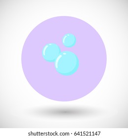 Soap or water bubble icon, Flat design of cleaning symbol with round shadow, vector illustration