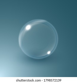 Burbuja de agua de jabón. Una ilustración realista y aislada transparente. Concepto gráfico para su diseño