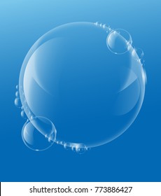Soap or Water bubbles Drop Underwater on Light Blue background .vector design element EPS10 illustration