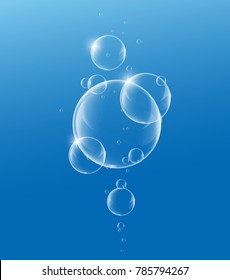 Soap or Water bubbles Drop Underwater on Light Blue background .vector design element EPS10 illustration