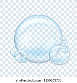 Soap water bubbles. Illustration isolated on transparent background. Graphic concept for your design