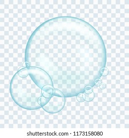 Soap water bubbles. Illustration isolated on transparent background. Graphic concept for your design