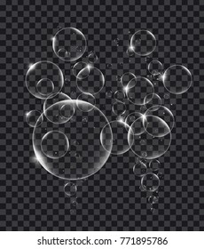 Soap or Water bubbles on tranparency background ,vector design element EPS10 illustration