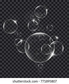 Soap or Water bubbles on tranparency background ,vector design element EPS10 illustration