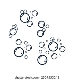 Soap water bubbles. Realistic design element. Vector linear icon isolated on white background.