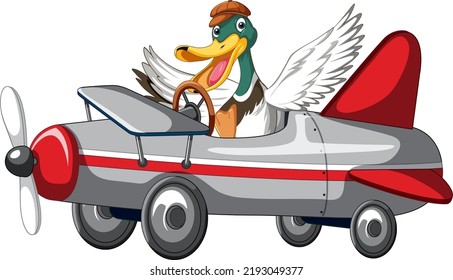 Soapbox derby con la ilustración de un coche de conducción de pato