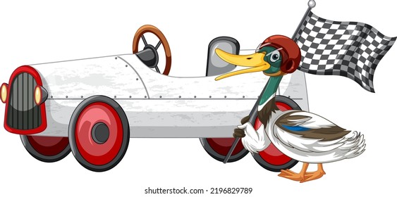 Carrera de Soapbox derby con ilustración de pato