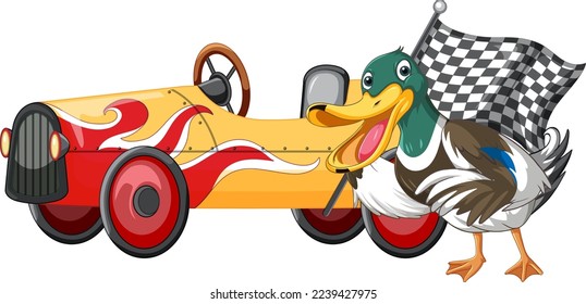 Carrera de Soapbox derby con ilustración de pato