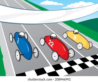 Soapbox Derby.  Vector Illustration of a Soapbox Derby race.