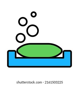 Icono de plato de jabón. Contorno de negrita editable con diseño de relleno de color. Ilustración vectorial.