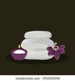 Soaps articles spa in dark background relax icon- Vector