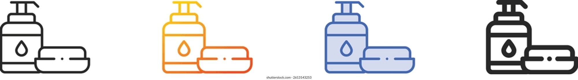 soaps icon.Thin Linear, Gradient, Blue Stroke and bold Style Design Isolated On White Background