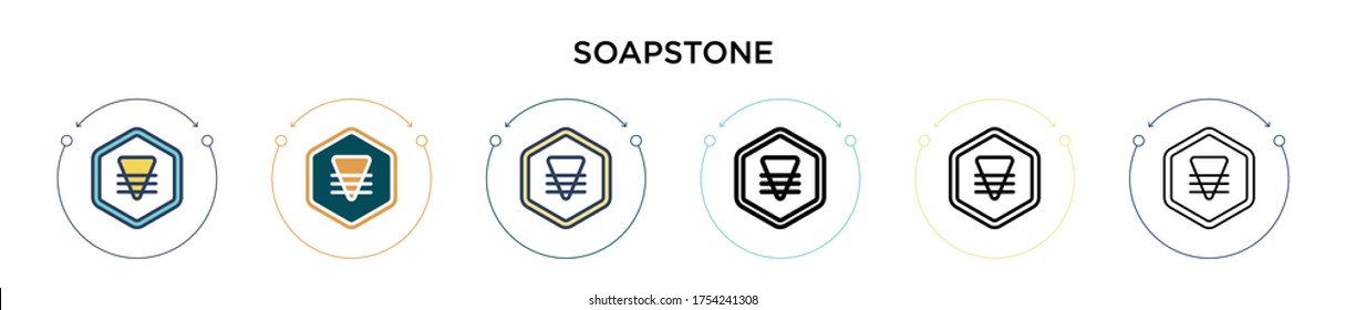 Soapstone icon in filled, thin line, outline and stroke style. Vector illustration of two colored and black soapstone vector icons designs can be used for mobile, ui, web