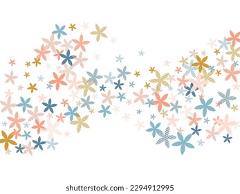 Soapwort abstract flowers vector design. Pretty field floral elements isolated. Hinamatsuri Doll's Day motif. Geometric flowers Soapwort rustic bloom. Tabby petals.