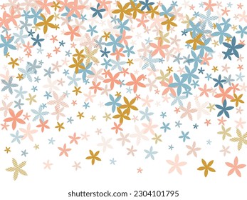 Soapwort stylized flowers vector illustration. Tiny meadow floral elements isolated. Mother's Day backdrop. Organic flowers Soapwort minimal blossom. Stripy petals.