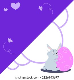 soapy gray hare with a pink egg in its paws