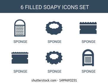 soapy icons. Trendy 6 soapy icons. Contain icons such as sponge. soapy icon for web and mobile.