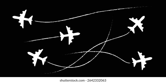 Soaring air plane line path. Take Off airplane, flight route with start point. Vector Aircraft sign. Location pointer. Tracking, vacation, holliday. Travel pointer navigation. Tourism. Route Concept.