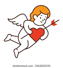 Soaring in the atmosphere. fly-angel-cupid-icon-isometric-vector--love-arrow.