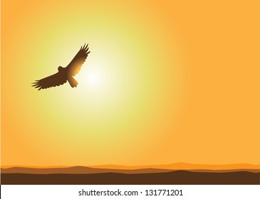 Soaring Bird. EPS 8 Vector, Grouped For Easy Editing. No Open Shapes Or Paths.