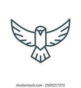 Soaring bird line art logo. Minimalist line art illustration of a bird with outstretched wings. It symbolizes freedom, aspiration, and rising above challenges.