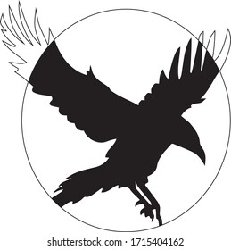 Adler in einem Kreis, Silhouette, Grafiken, einfarbig
