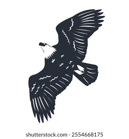 soaring eagle flying silhouette vector