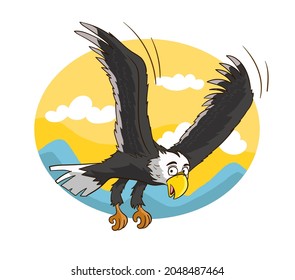 Soaring eagle flying in the sky vector illustration