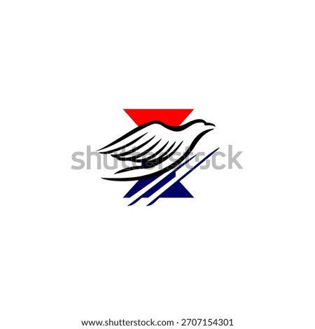 A soaring eagle rising upward and forming a unique letter monogram logo. Ideal for aviation brands, security firms, sports teams, and strong identity designs with dynamic upward motion.