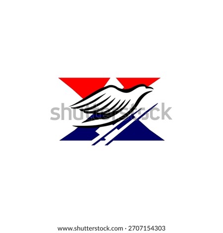 A soaring eagle rising upward and forming a unique letter monogram logo. Ideal for aviation brands, security firms, sports teams, and strong identity designs with dynamic upward motion.