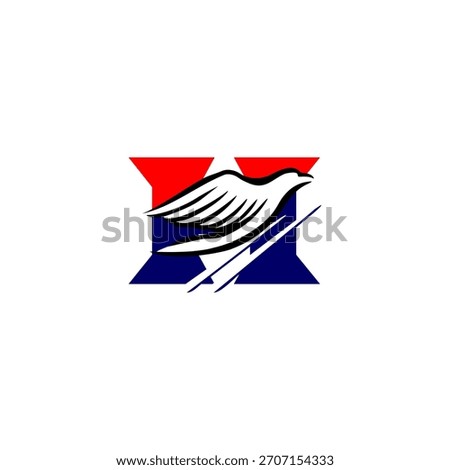 A soaring eagle rising upward and forming a unique letter monogram logo. Ideal for aviation brands, security firms, sports teams, and strong identity designs with dynamic upward motion.