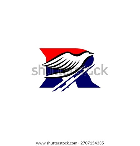 A soaring eagle rising upward and forming a unique letter monogram logo. Ideal for aviation brands, security firms, sports teams, and strong identity designs with dynamic upward motion.