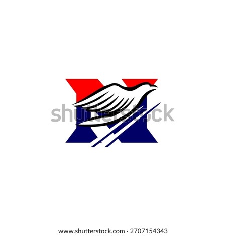 A soaring eagle rising upward and forming a unique letter monogram logo. Ideal for aviation brands, security firms, sports teams, and strong identity designs with dynamic upward motion.