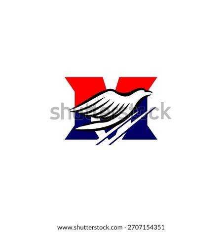 A soaring eagle rising upward and forming a unique letter monogram logo. Ideal for aviation brands, security firms, sports teams, and strong identity designs with dynamic upward motion.