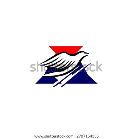 A soaring eagle rising upward and forming a unique letter monogram logo. Ideal for aviation brands, security firms, sports teams, and strong identity designs with dynamic upward motion.