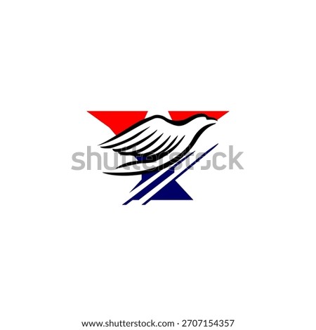 A soaring eagle rising upward and forming a unique letter monogram logo. Ideal for aviation brands, security firms, sports teams, and strong identity designs with dynamic upward motion.