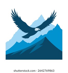 Soaring Eagle Silhouette Against Mountain Peak