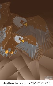 Soaring Eagles Against Geometric Shapes