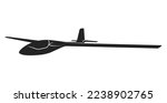 Soaring glider sailplane silhouette, none motive-powered aircraft, side view, vector