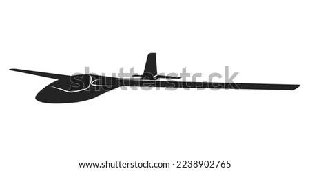 Soaring glider sailplane silhouette, none motive-powered aircraft, side view, vector Foto d'archivio © 