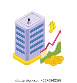 Ilustração de vetor isométrico da Torre de Investimento Soaring.